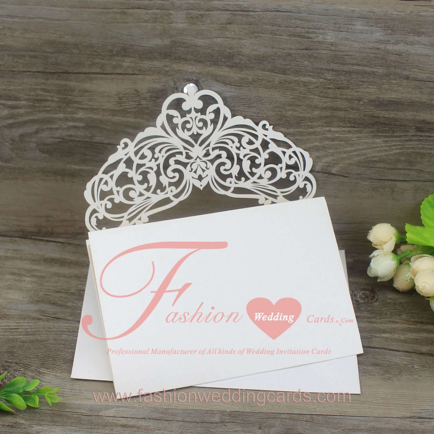 50pcs Unique Laser Cut Wedding Invitation Cards in White